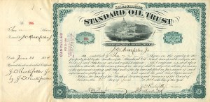 Standard Oil Trust Issued and Signed to J.D. Rockefeller Jr. - Ultra Rare if not Unique